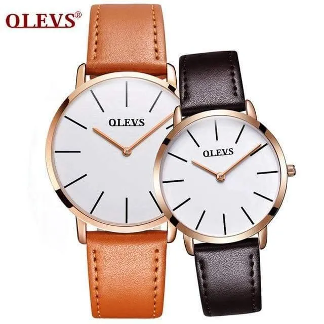 Paaruhren für Liebhaber, Luxus-Top-Marke, wasserdicht, lässiger Stil, neue modische, ultradünne Quarz-Lederuhr, hohe Qualität