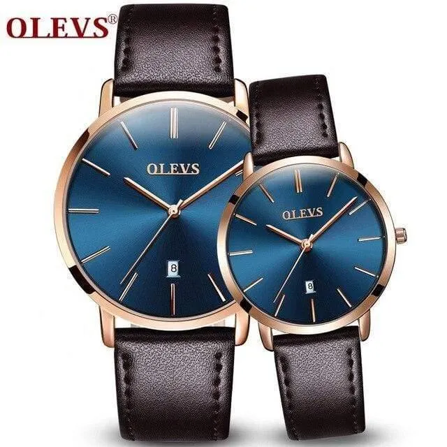 Paaruhren für Liebhaber, Luxus-Top-Marke, wasserdicht, lässiger Stil, neue modische, ultradünne Quarz-Lederuhr, hohe Qualität