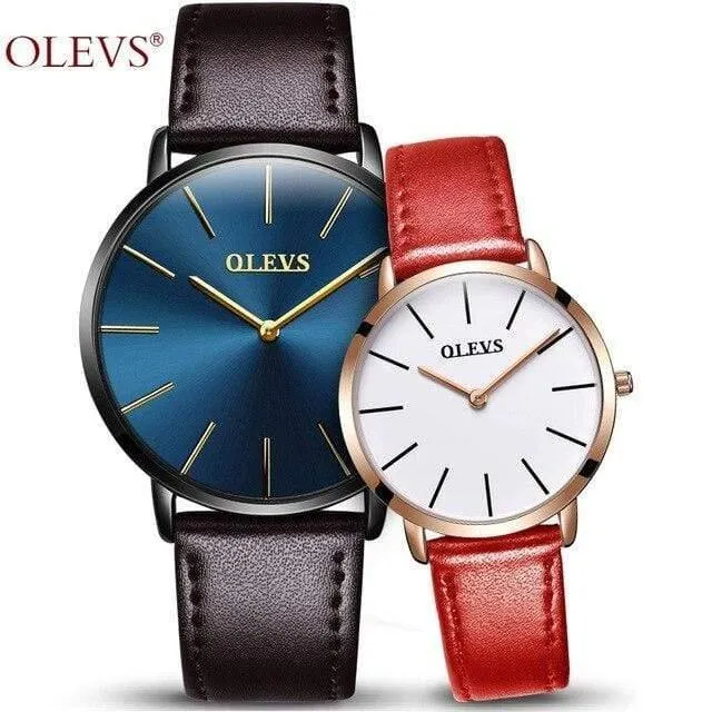 Paaruhren für Liebhaber, Luxus-Top-Marke, wasserdicht, lässiger Stil, neue modische, ultradünne Quarz-Lederuhr, hohe Qualität