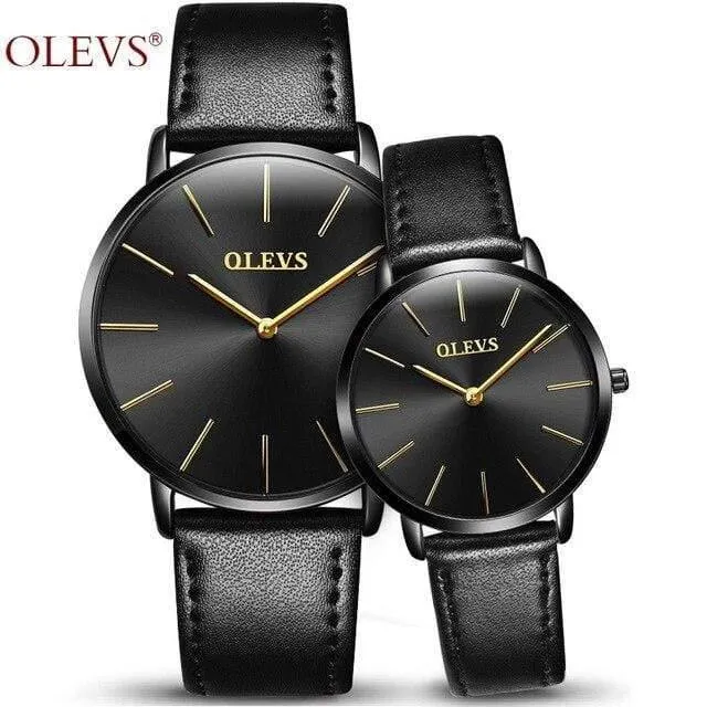 Paaruhren für Liebhaber, Luxus-Top-Marke, wasserdicht, lässiger Stil, neue modische, ultradünne Quarz-Lederuhr, hohe Qualität