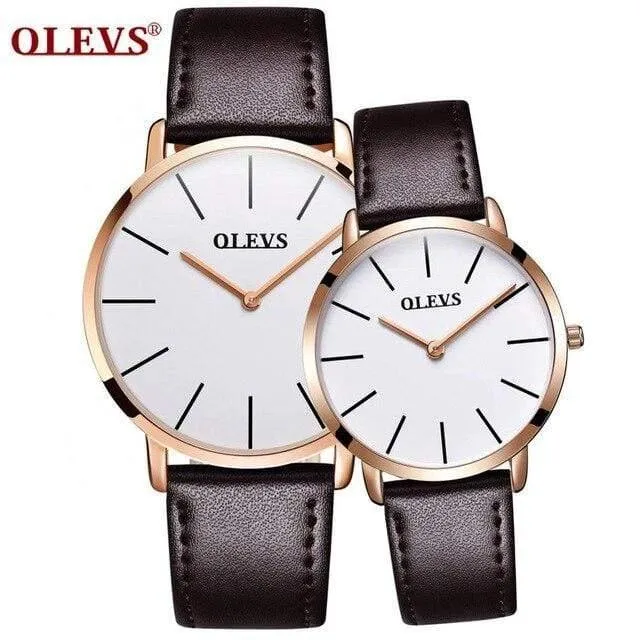 Paaruhren für Liebhaber, Luxus-Top-Marke, wasserdicht, lässiger Stil, neue modische, ultradünne Quarz-Lederuhr, hohe Qualität