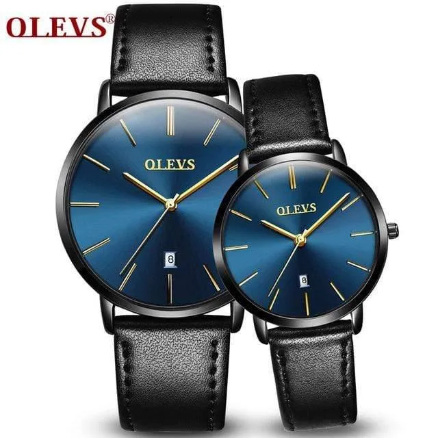 Paaruhren für Liebhaber, Luxus-Top-Marke, wasserdicht, lässiger Stil, neue modische, ultradünne Quarz-Lederuhr, hohe Qualität
