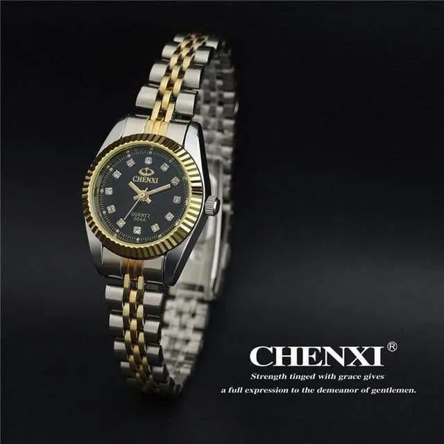 Herren-Armbanduhr, silberfarben, zwischen den Gold-Strasssteinen, Liebhaber-Armbanduhr, Nagelarmband, klassische Retro-Mann-Frauen-Business-Uhr
