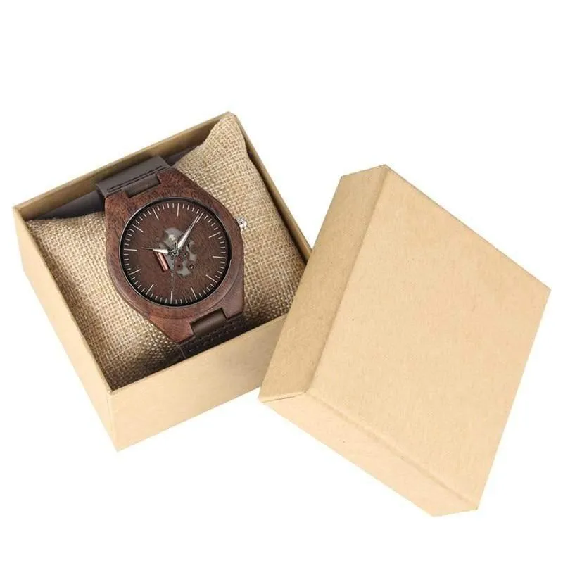 Hölzerne Paaruhr Quarz-Lederband Handgefertigte Walnussholzuhren Hohles Zifferblatt Valentinstag-Liebhaber-Geschenk reloj para parej