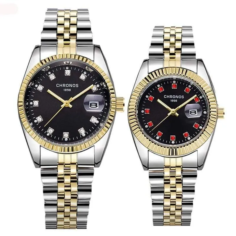 Marke Luxus Herrenuhren Mode lässig Liebhaber Uhr Edelstahl Damen Quarz Armbanduhr