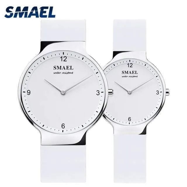 UHREN-Set 1835, einfaches Paar, flexible, wasserdichte Armbanduhren, Liebhaber-Set, Silber, Relógio de Casal, Top-Geschenk