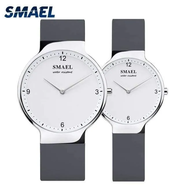 UHREN-Set 1835, einfaches Paar, flexible, wasserdichte Armbanduhren, Liebhaber-Set, Silber, Relógio de Casal, Top-Geschenk