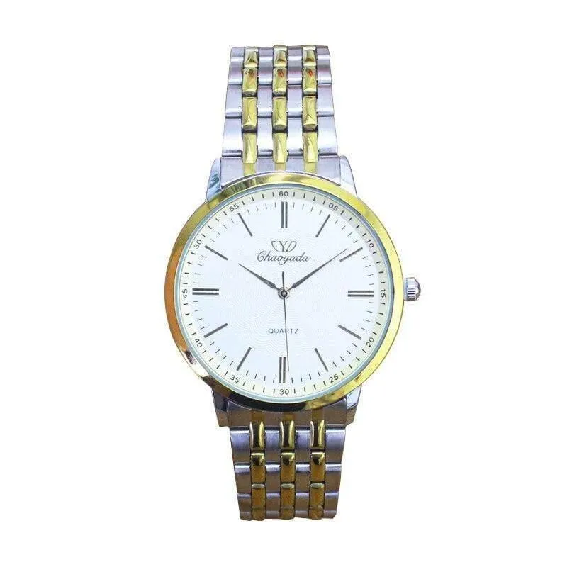 Frauen Männer Paare Liebhaber Kleid Mode Quarzuhr Goldsplitter Edelstahl Armbanduhren religiös