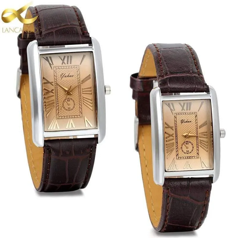 Rechteck Liebhaber Uhr Leder Charm arabische Ziffern Männer Frauen Armbanduhr Stunden Relogio Feminino