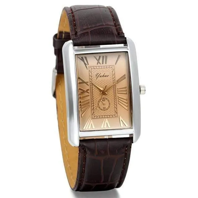 Rechteck Liebhaber Uhr Leder Charm arabische Ziffern Männer Frauen Armbanduhr Stunden Relogio Feminino