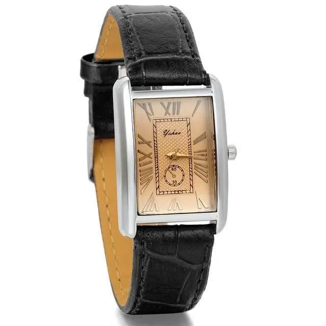 Rechteck Liebhaber Uhr Leder Charm arabische Ziffern Männer Frauen Armbanduhr Stunden Relogio Feminino