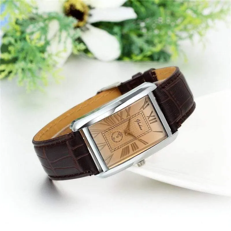 Rechteck Liebhaber Uhr Leder Charm arabische Ziffern Männer Frauen Armbanduhr Stunden Relogio Feminino