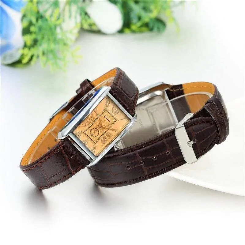 Rechteck Liebhaber Uhr Leder Charm arabische Ziffern Männer Frauen Armbanduhr Stunden Relogio Feminino