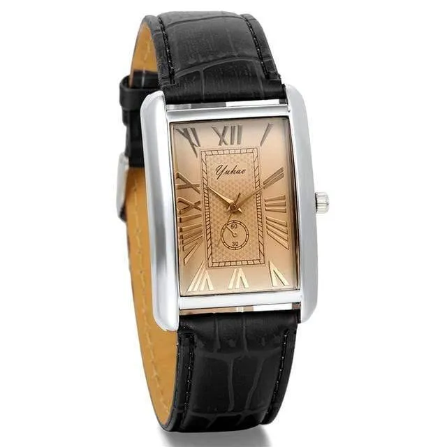 Rechteck Liebhaber Uhr Leder Charm arabische Ziffern Männer Frauen Armbanduhr Stunden Relogio Feminino