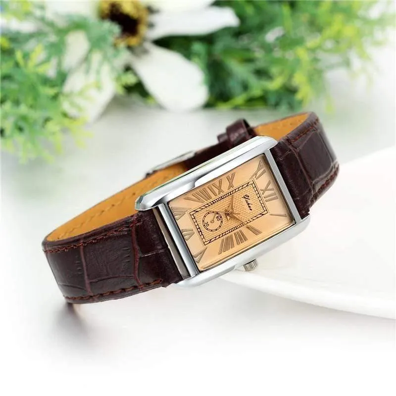 Rechteck Liebhaber Uhr Leder Charm arabische Ziffern Männer Frauen Armbanduhr Stunden Relogio Feminino