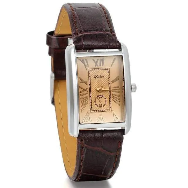 Rechteck Liebhaber Uhr Leder Charm arabische Ziffern Männer Frauen Armbanduhr Stunden Relogio Feminino