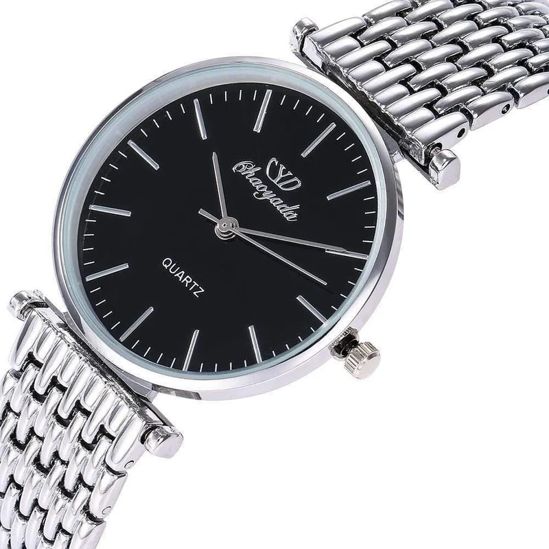 Paare Liebhaber Edelstahl Quarz Armbanduhren Büro Damen Gentleman Kleid einfache Business Armband Uhr