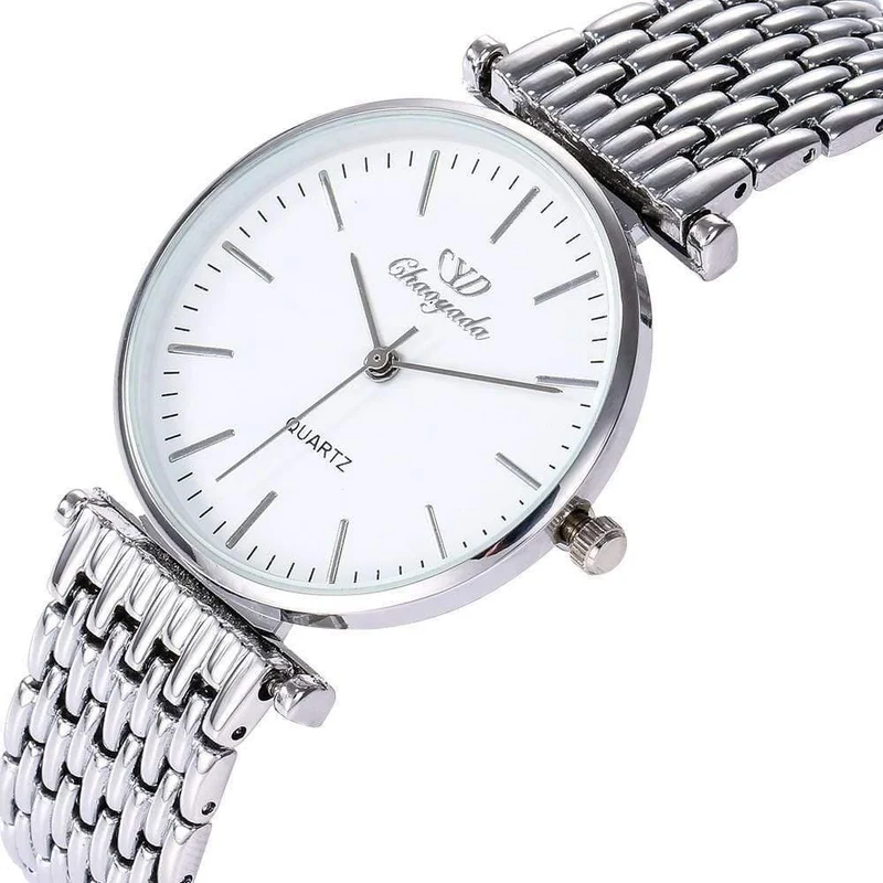 Paare Liebhaber Edelstahl Quarz Armbanduhren Büro Damen Gentleman Kleid einfache Business Armband Uhr