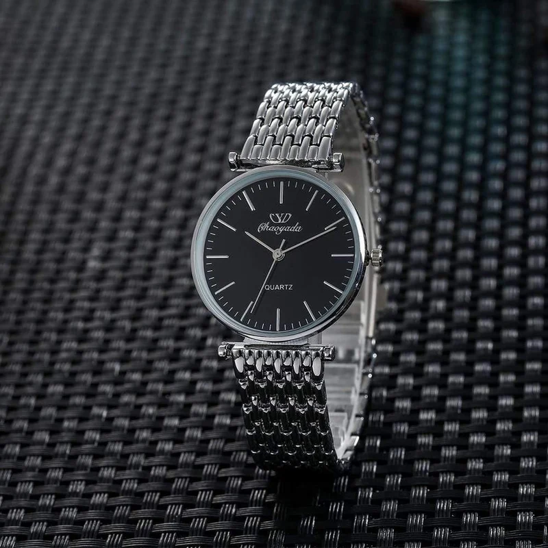 Paare Liebhaber Edelstahl Quarz Armbanduhren Büro Damen Gentleman Kleid einfache Business Armband Uhr