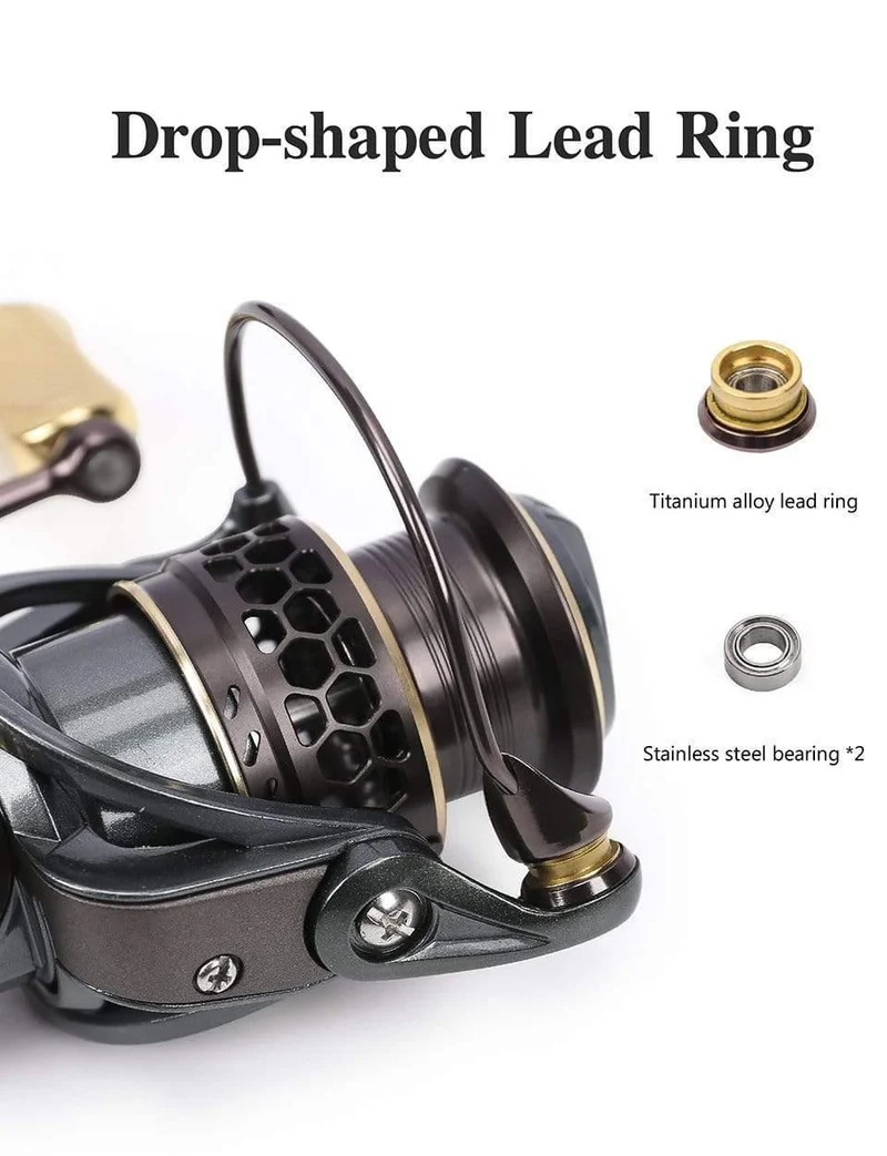 Jaguar 1000 2000 3000 4000 5000 Spinning Angelrolle 9 + 1BB .2:1 4Kg Doppel Metall Spool Köder Rolle Moulinet Peche