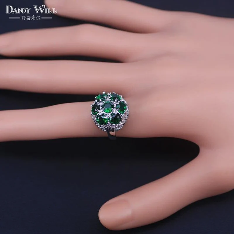 925 Silber Modeschmuck Set Schöne Runde CZ Stein und Grün Kristall Halskette Ohrring Set Für Frauen Anwesend