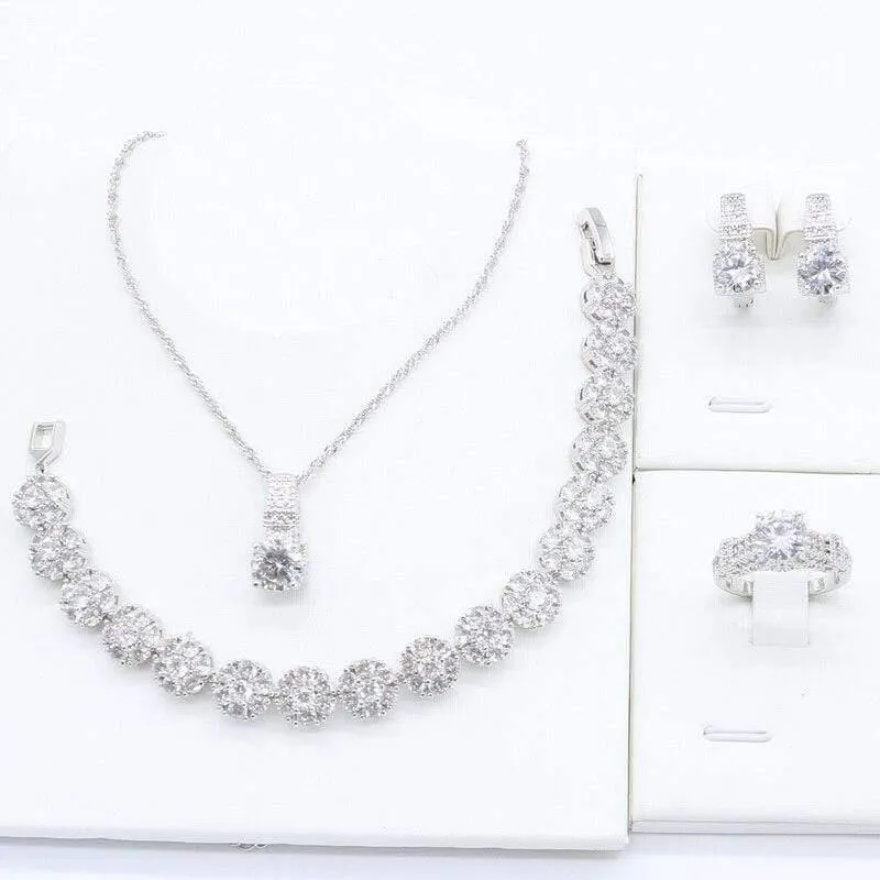 925 Silber Schmucksets für Damen, Armband, Halskette, Anhänger, Ring, Creolen, Geburtstag, Hochzeit, Geschenk