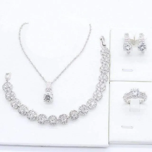 925 Silber Schmucksets für Damen, Armband, Halskette, Anhänger, Ring, Creolen, Geburtstag, Hochzeit, Geschenk