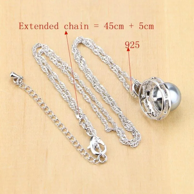 Schmuck Schwarz Simulierte Perlen Mit Perlen Schmuck Sets Für Frauen Hochzeit Anhänger Tropfen Ohrringe Ringe Halskette Set