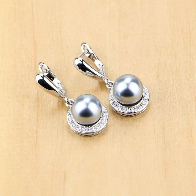 Schmuck Schwarz Simulierte Perlen Mit Perlen Schmuck Sets Für Frauen Hochzeit Anhänger Tropfen Ohrringe Ringe Halskette Set