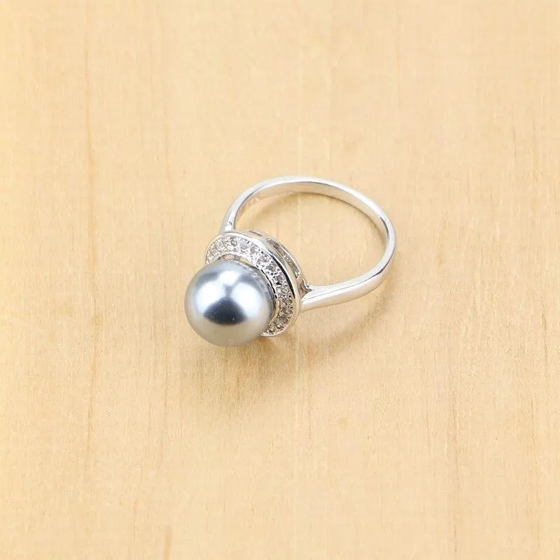 Schmuck Schwarz Simulierte Perlen Mit Perlen Schmuck Sets Für Frauen Hochzeit Anhänger Tropfen Ohrringe Ringe Halskette Set