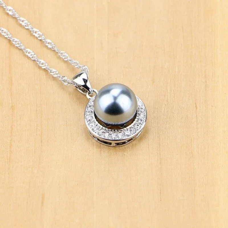 Schmuck Schwarz Simulierte Perlen Mit Perlen Schmuck Sets Für Frauen Hochzeit Anhänger Tropfen Ohrringe Ringe Halskette Set