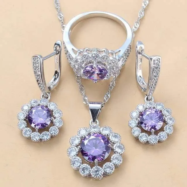 Hochzeit Kostüm 925 Sterling Silber Weiß Zirkon Schmuck Sets Für Frauen Braut Zubehör Juwel