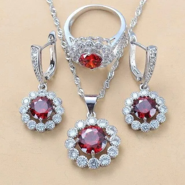Hochzeit Kostüm 925 Sterling Silber Weiß Zirkon Schmuck Sets Für Frauen Braut Zubehör Juwel