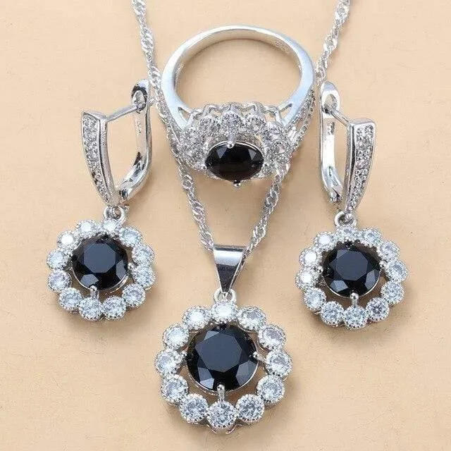 Hochzeit Kostüm 925 Sterling Silber Weiß Zirkon Schmuck Sets Für Frauen Braut Zubehör Juwel