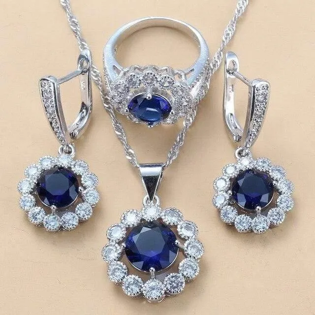 Hochzeit Kostüm 925 Sterling Silber Weiß Zirkon Schmuck Sets Für Frauen Braut Zubehör Juwel