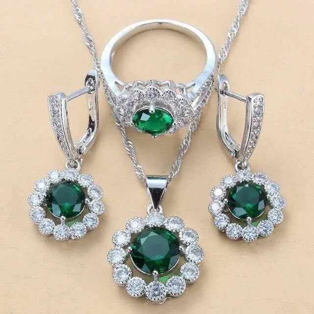 Hochzeit Kostüm 925 Sterling Silber Weiß Zirkon Schmuck Sets Für Frauen Braut Zubehör Juwel