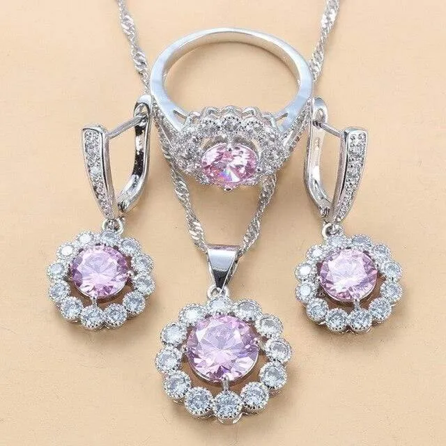 Hochzeit Kostüm 925 Sterling Silber Weiß Zirkon Schmuck Sets Für Frauen Braut Zubehör Juwel