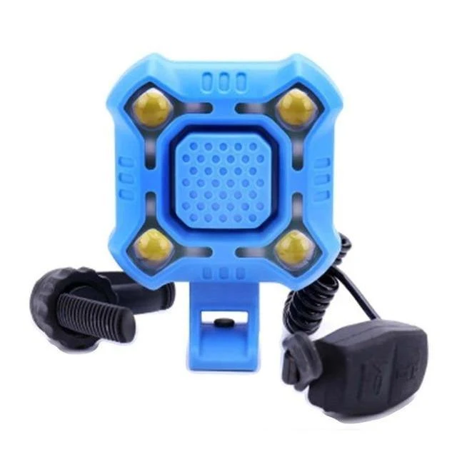 Fahrradklingel, 4 Lampen, Radfahren, Licht, elektrische Hupe, wasserdicht, USB-Aufladung, lauter Alarm, Sicherheit, Fahrradklingel, Geräusche, Fahrradzubehör