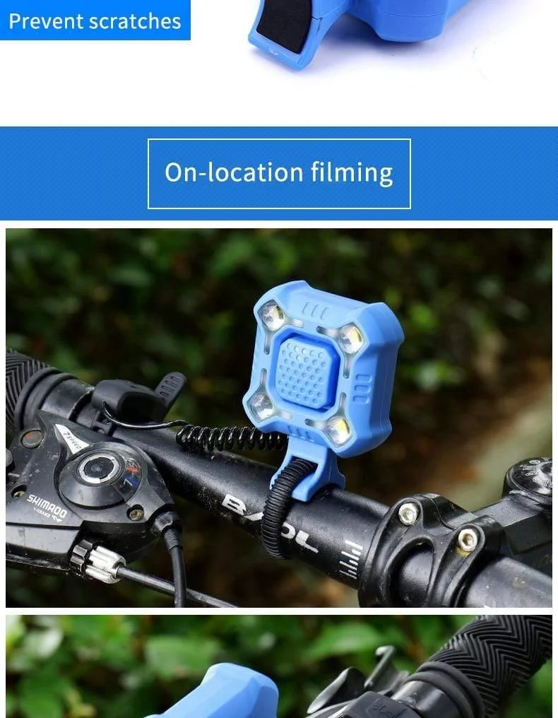 Fahrradklingel, 4 Lampen, Radfahren, Licht, elektrische Hupe, wasserdicht, USB-Aufladung, lauter Alarm, Sicherheit, Fahrradklingel, Geräusche, Fahrradzubehör
