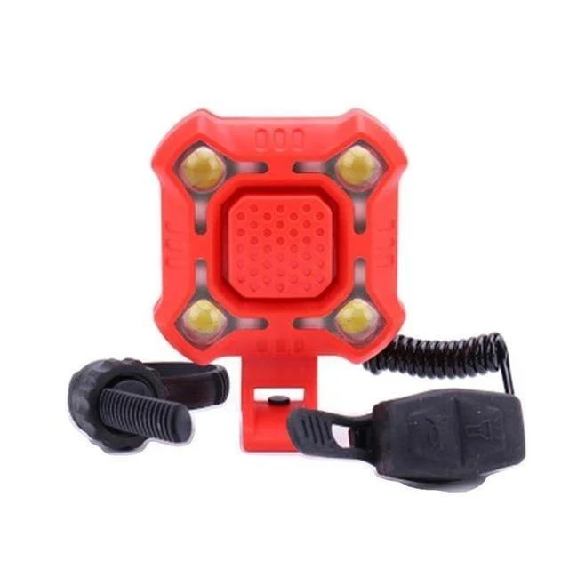 Fahrradklingel, 4 Lampen, Radfahren, Licht, elektrische Hupe, wasserdicht, USB-Aufladung, lauter Alarm, Sicherheit, Fahrradklingel, Geräusche, Fahrradzubehör