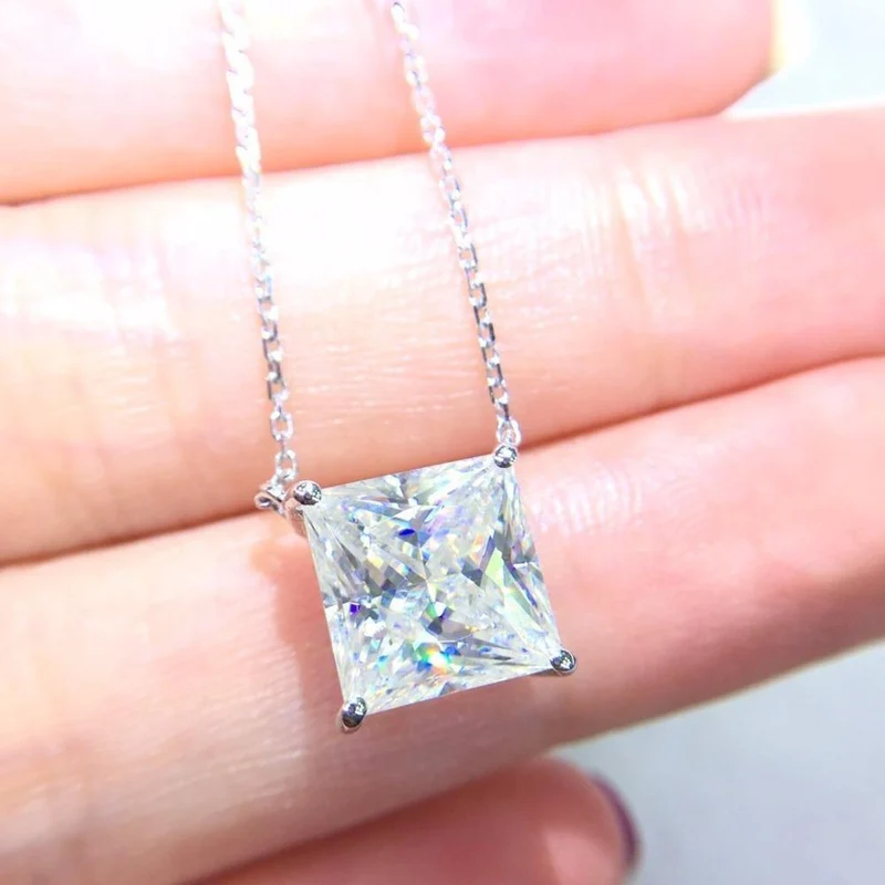 18K Gold AU750 G18K 3.5ct Moissanit Diamant Anhänger Edelstein Halsketten für Damen