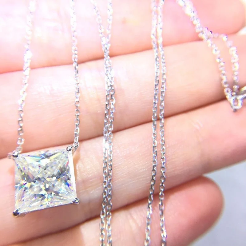 18K Gold AU750 G18K 3.5ct Moissanit Diamant Anhänger Edelstein Halsketten für Damen