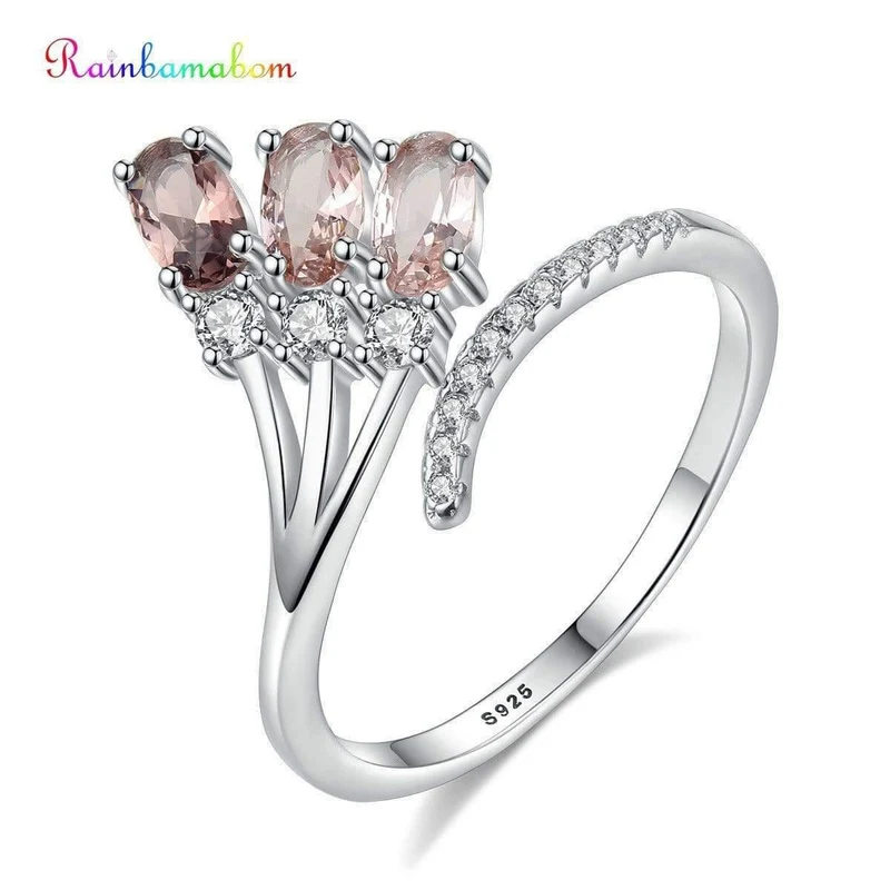 925 Sterling Silber Rauchquarz Farbverlauf Edelstein Hochzeit Engagement Diamanten Eröffnung Ring Schmuck Großhandel