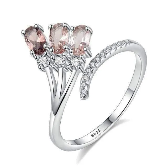 925 Sterling Silber Rauchquarz Farbverlauf Edelstein Hochzeit Engagement Diamanten Eröffnung Ring Schmuck Großhandel