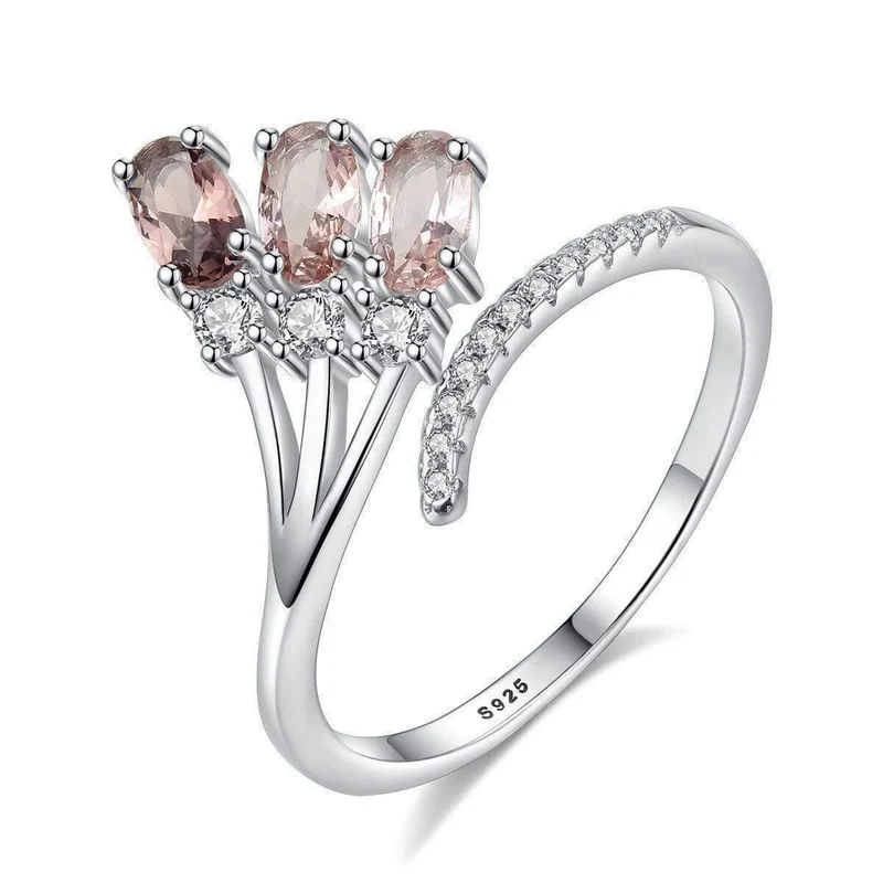 925 Sterling Silber Rauchquarz Farbverlauf Edelstein Hochzeit Engagement Diamanten Eröffnung Ring Schmuck Großhandel