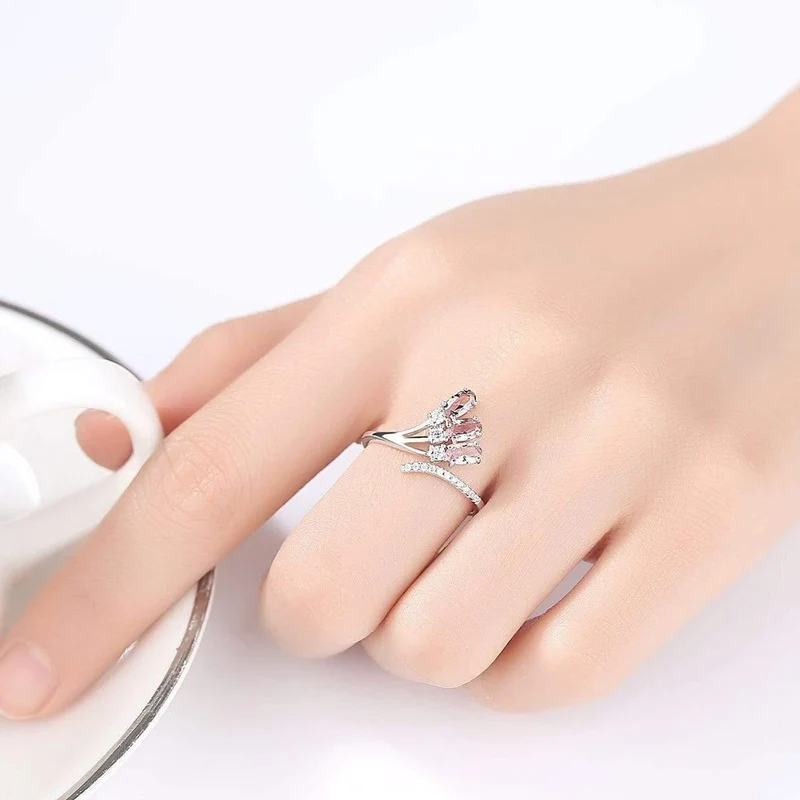 925 Sterling Silber Rauchquarz Farbverlauf Edelstein Hochzeit Engagement Diamanten Eröffnung Ring Schmuck Großhandel