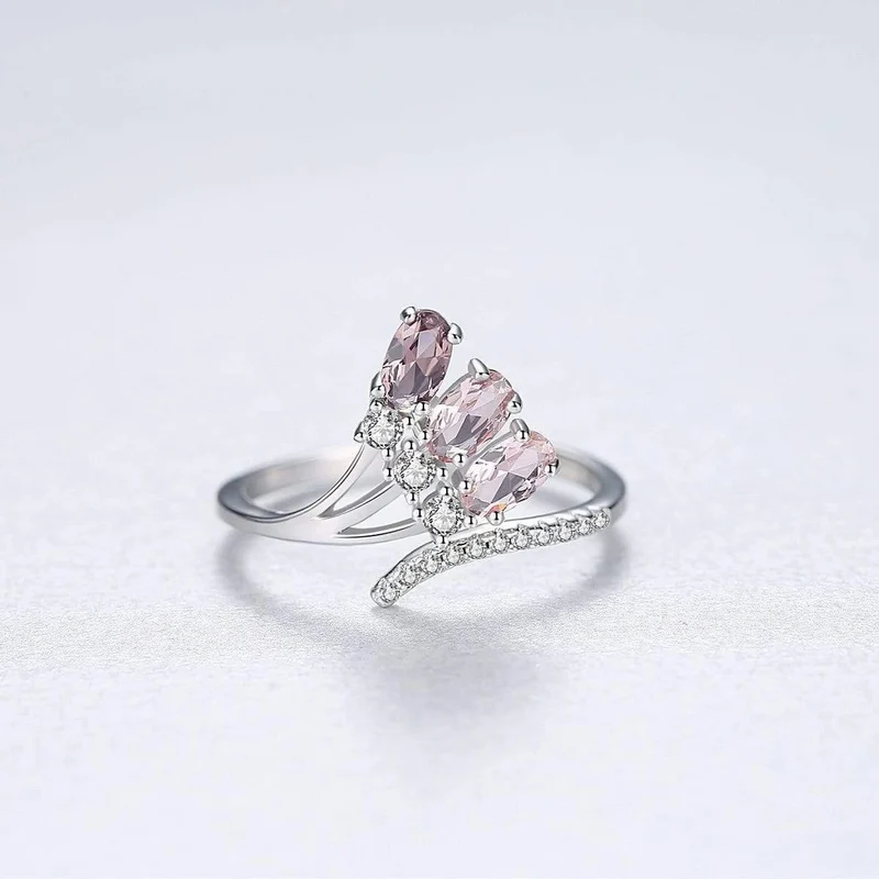 925 Sterling Silber Rauchquarz Farbverlauf Edelstein Hochzeit Engagement Diamanten Eröffnung Ring Schmuck Großhandel