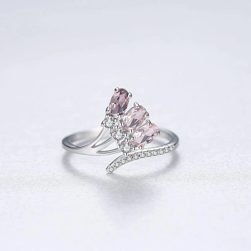 925 Sterling Silber Rauchquarz Farbverlauf Edelstein Hochzeit Engagement Diamanten Eröffnung Ring Schmuck Großhandel