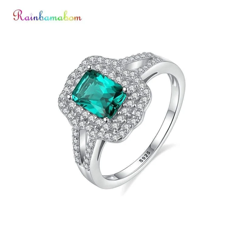 925 Sterling Silber Smaragd Edelstein Hochzeit Engagement Diamanten Ring Frauen Edlen Schmuck Großhandel