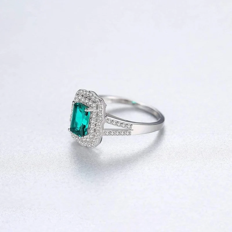 925 Sterling Silber Smaragd Edelstein Hochzeit Engagement Diamanten Ring Frauen Edlen Schmuck Großhandel